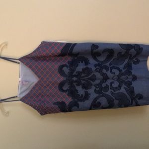 Denim embroidered tank dress